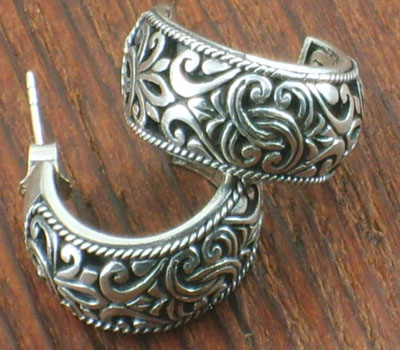 Earrings Bali Style Half Loop